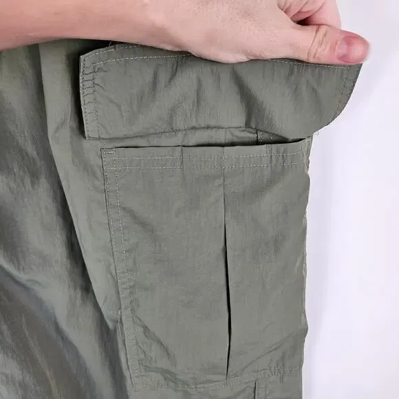 New OFFLINE By Aerie Cargo Maxi Skirt Large Sage Green Utility Pocket Streetwear - Picture 8 of 14